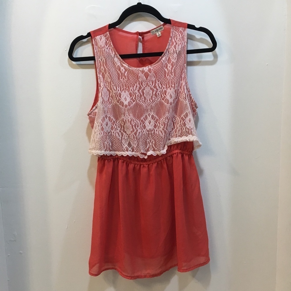 Lily White Orange Dress with White Lace